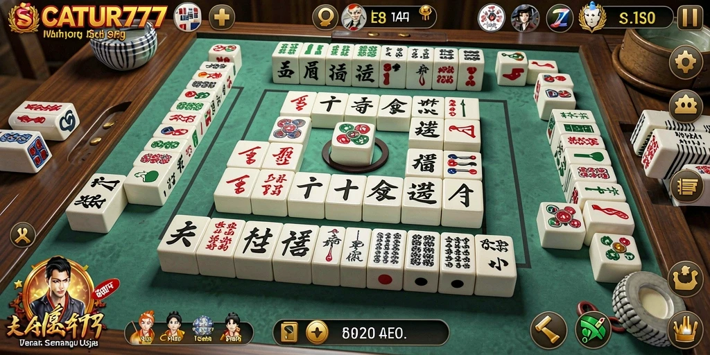 Tampilan gameplay seru di CATUR777 dengan strategi Mahjong.