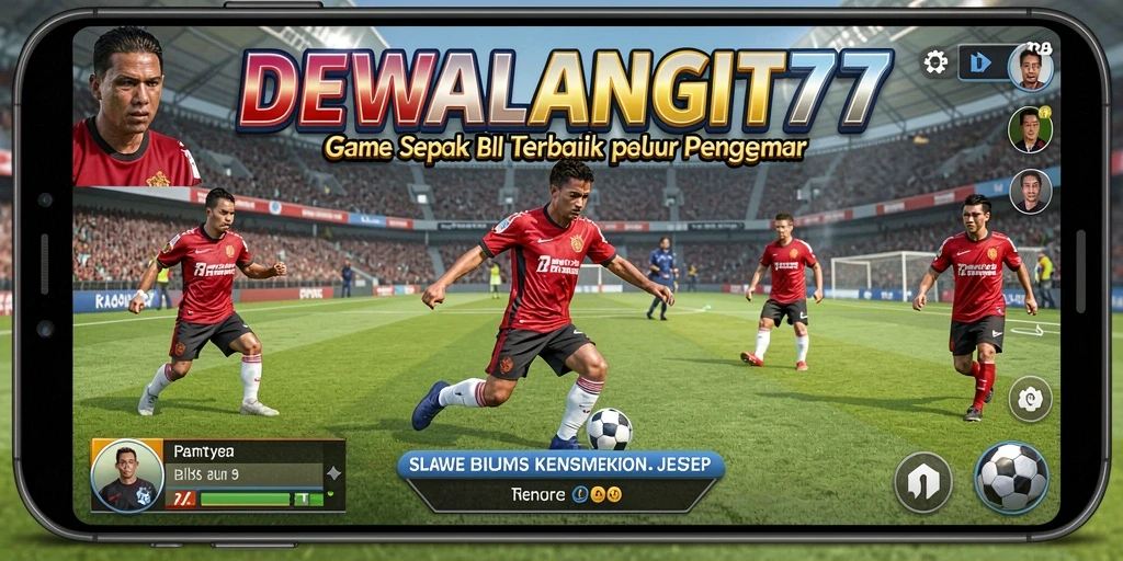 Tampilan gameplay DEWALANGIT77 yang menampilkan aksi sepak bola intens.