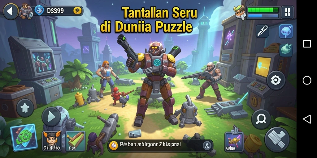 Tampilan gameplay DS99 yang menantang dan penuh warna.
