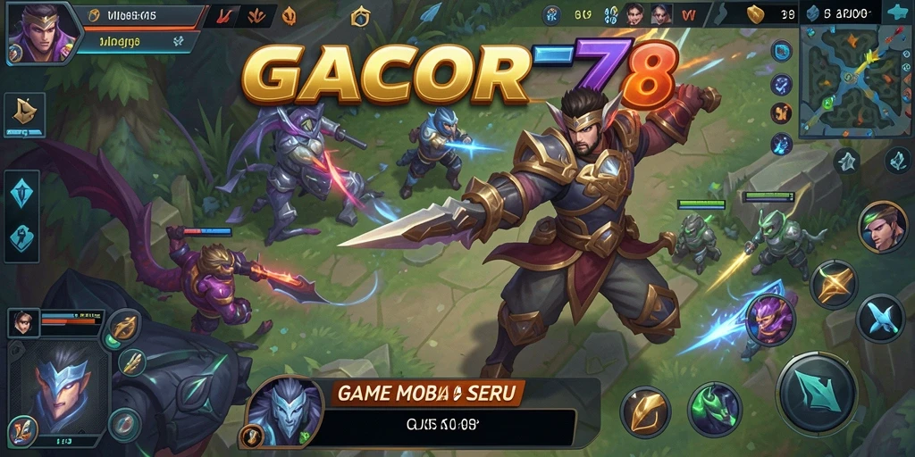 Tampilan gameplay menarik dari GACOR78 dalam pertarungan MOBA.