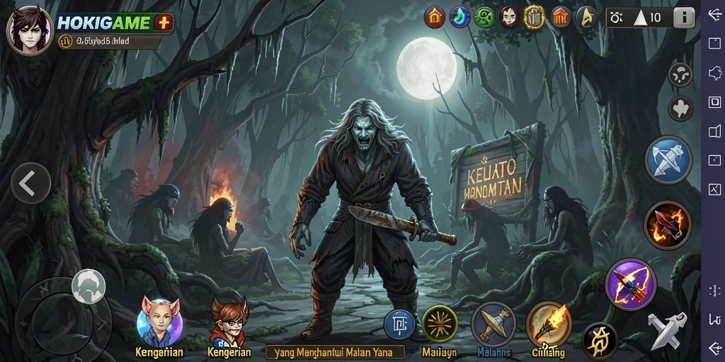 Tampilan gameplay HOKIGAME yang mengerikan dan mendebarkan.