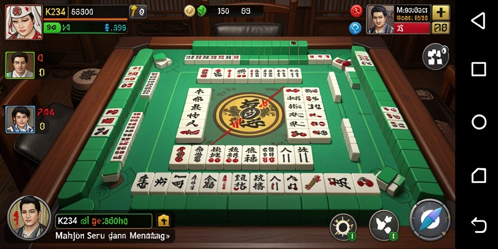 Tampilan gameplay K234 yang menakjubkan dengan ubin Mahjong.