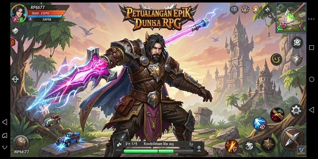 Screenshot gameplay RP6677 menampilkan aksi seru dan karakter yang beragam.