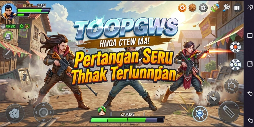 Screenshot utama TOOPGWS menampilkan karakter dalam aksi pertarungan.